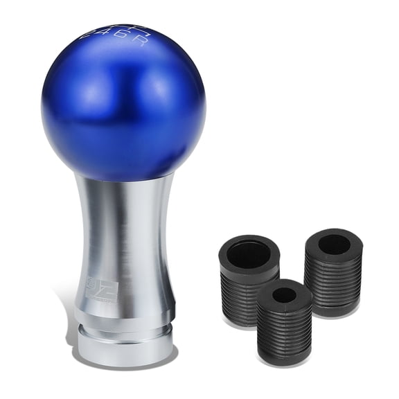 J2 Engineering J2-SK-010-BL Universal Fits 6-Speed Manual Transmission 2-Pc Ball Teardrop Style Shift Knob & Thread Adapters Blue