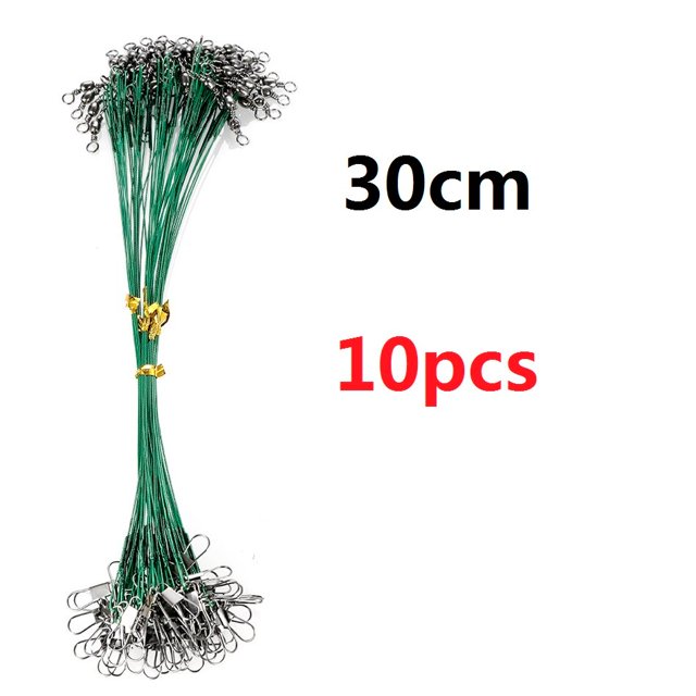 Línea de pesca de acero antimordida 20 piezas, líder de alambre de acero con accesorio de pesca giratorio, correa de núcleo de plomo, alambre de pesca de 15CM-40CM Tan Jianjun unisex