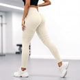 thumbnail image 2 of GXWEA Leggings For Women Ladies Full Length Stretch Yoga Leggings Textured Hip Panel High Rise Daily Fitness Pants(L,Beige), 2 of 7