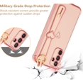 thumbnail image 5 of Samsung Galaxy A25 5G Case with Wrist Strap,Luxury Cute Plating Edge Love Hearts Pattern for Girls Women, Finger Holder Kickstand Soft Shockproof Phone Case for Galaxy A25 6.5",Pink, 5 of 9