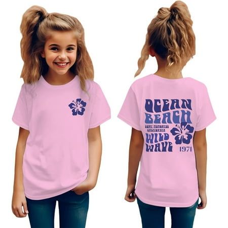 

Girl s Graphic Flower Letter Print Tee Shirt Round Neck Short Sleeve T Shirts Summer Cute Trendy Tops 5 and under Big Girls Clothes Size 16 Tops for Girls Size 5 Scrunchy Shirts Bunny Clothes for