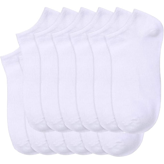 12 Pairs - Women's Socks - Ankle Cut, Low Cut, No Show, Footie, Casual Girls (White, Size 9-11)