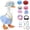B, variant on 7-Inch Porch Goose Clothes Outfits, Summer Goose Dress-Up Set, Whimsical Garden Goose Costume Replacement Geese Statue Decor
