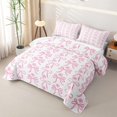 thumbnail image 3 of Manfei Pink Bow Flower Bed Spread Queen for Girls, Cute Ribbon Queen Coverlet Set, 3 of 7