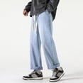 thumbnail image 5 of YUELONGHU Adult Men Casual Pants Cargo Pants for Men Mens High Street Washed Jeans Gradual Loose Straight Tube Floor Sweeping Wide Leg Pants, 5 of 9