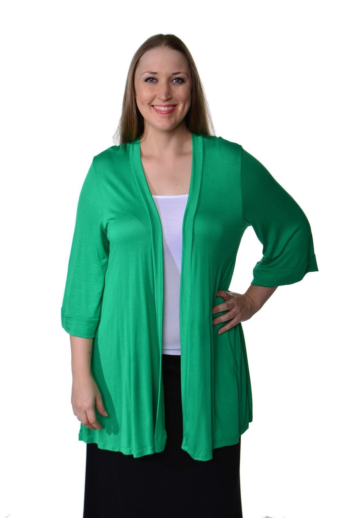 Women's Plus Size 3/4 Sleeve Open Shrug