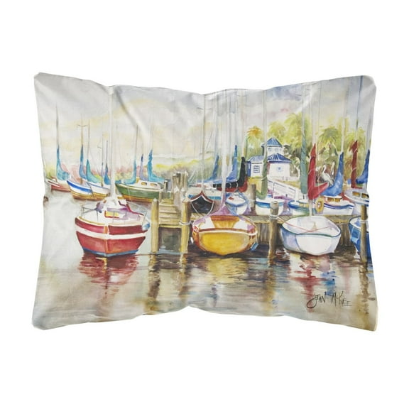 Carolines Treasures JMK1064PW1216 Paradise Yacht Club II Sailboats Canvas Fabric Decorative Pillow  12H x16W multicolor