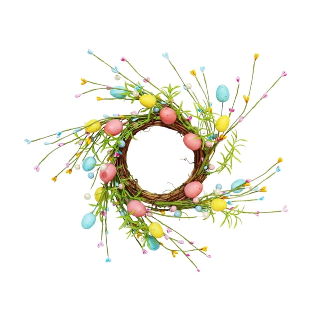 Easter Door Wreath With Plastic Eggs And Berries For Spring Decorations 30 cm Diameter Hanging Ring For Doors Windows Cabinets