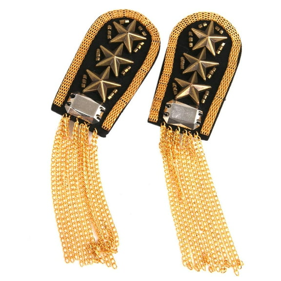 Fashion Mens Uniform Star Tassel Chain Epaulet Shoulder Boards Badge ()