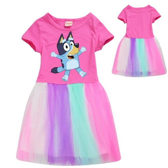 Bingo Bluey New Summer Girl Cotton T Shirt + Print  Dress