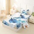 thumbnail image 2 of Castle Fairy Dreamy Watercolor Mermaid Print Twin Sheets 3pcs,Coral Jellyfish Pastel Sea Layout Bedding,Sky Lavender,1 Fitted Sheet,1 Flat Sheet and 1 Pillowcase, 2 of 6