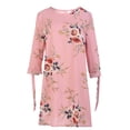 thumbnail image 2 of asdoklhq Womens Plus Size Clearance Dresses,Women's casual chiffon print round neck tie three-quarter sleeve dress, 2 of 7