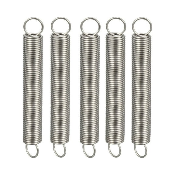 0.8x8x60mm Stainless Steel Small Dual Hook Tension Spring 5 pcs