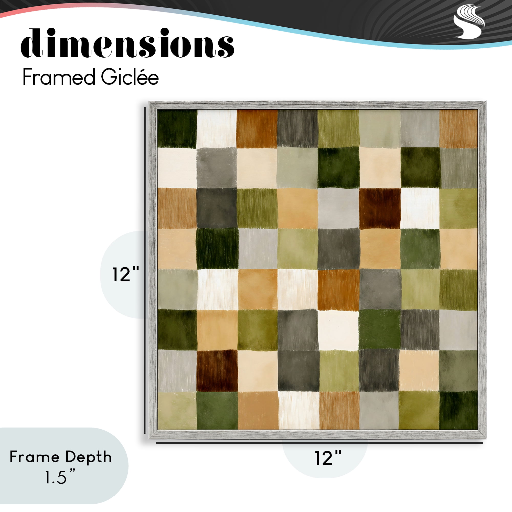 Stupell Industries Checkered Earth Tones Gray Framed Giclee Art, design by Petal Prints Design