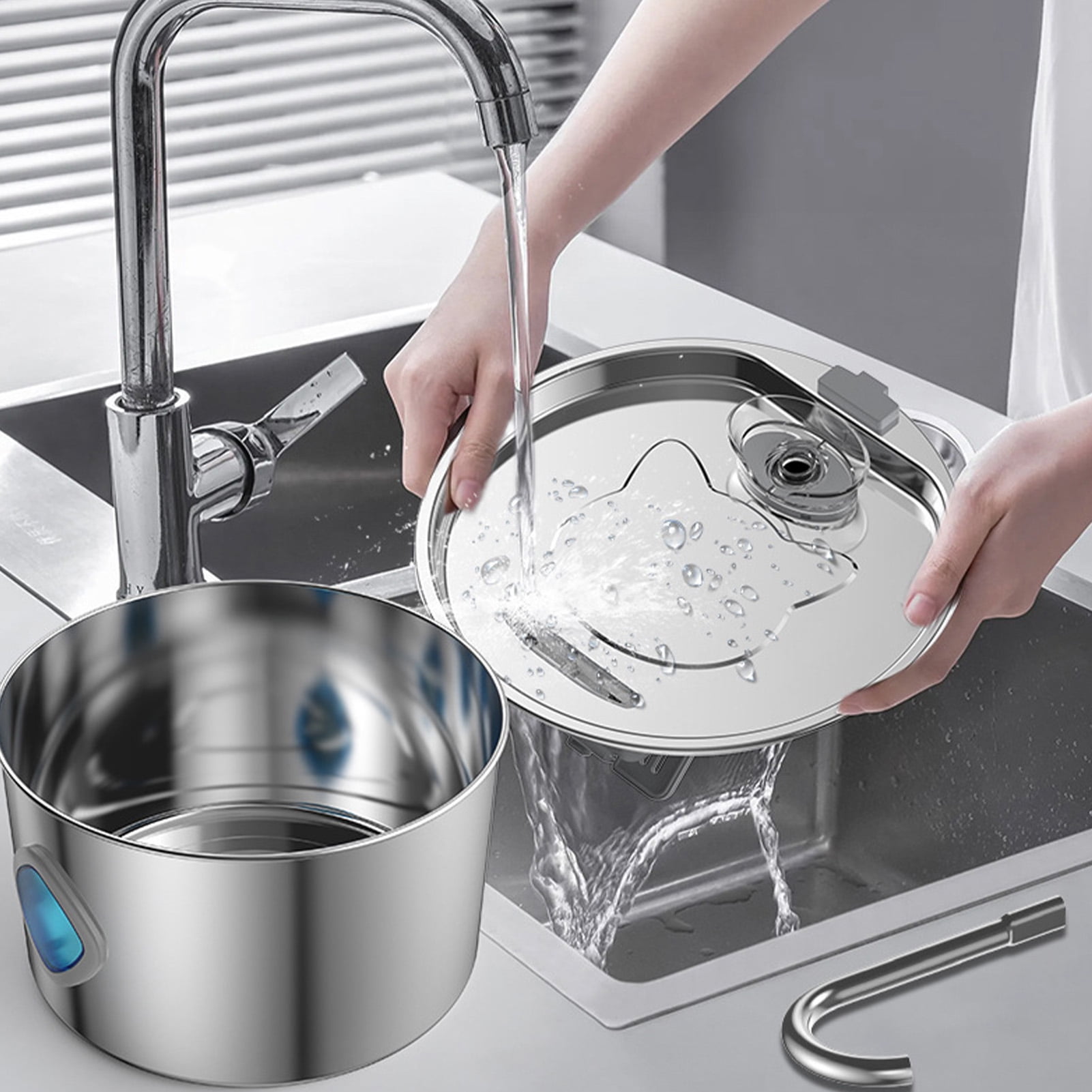 Stainless Steel Pet Drinking Water Fountain with Replacement Filters,Cat Dog Automatic Water Dispenser,Electric Drinking Bowl for Pet