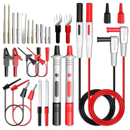 ELECTCHN Silicone Multimeter Test Leads Kit 25PCS with Replaceable Gold-Plated Precision Sharp Probe Set, Alligator Clips, Test Hooks and Wire Piercing Test Probes