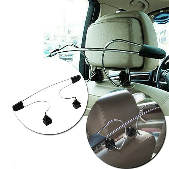 Stainless Steel Car Seat Hanger | Durable Metal Clothes Organizer for Vehicle Headrest | Easy Install | Wrinkle-Free Garment Holder | Fits Most Cars | 18.5x6.3 inch | 1 Pack