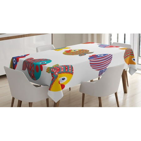 Funny Decor Tablecloth Puffers Toadfish Childish Fish Family With Funny Decor Tablecloth Puffers Toadfish Childish Fish Family With Folk Art Patterns Children Nursery