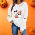 thumbnail image 4 of FAVIPT Womens Halloween Graphic Sweatshirts Cute Pumpkin Ghost Print Pullover Long Sleeve Casual Loose Fit Sweatshirt White,S, 4 of 6