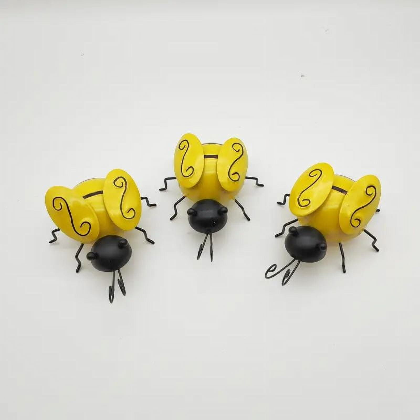 3pcs/4pcs Metal Bee Wall Art Sculptures, Metal Wall Art 3D Sculpture Metal Bumble Bee Wall Decor, Garden Yard Fence Decorations Metal Art Bee Figurine, Garden Yard Art Sign For Outdoor