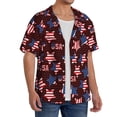 thumbnail image 4 of Honeii 's American Stars1 for men's short-sleeved button-up collared shirt featuring a pocket, perfect for beach vacations, and travel adventures., 4 of 5