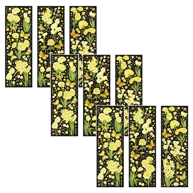 Pegatinas para álbumes de recortes, diario, flores y plantas, juego de pegatinas impermeables para adultos, adolescentes y niñas, 9 hojas 2417