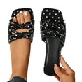 thumbnail image 5 of hoksml Women Square Open Toe Slide Sandals, Polka Dot Upper Multi Knotted Strap Slip On Flat Sandals, 5 of 9