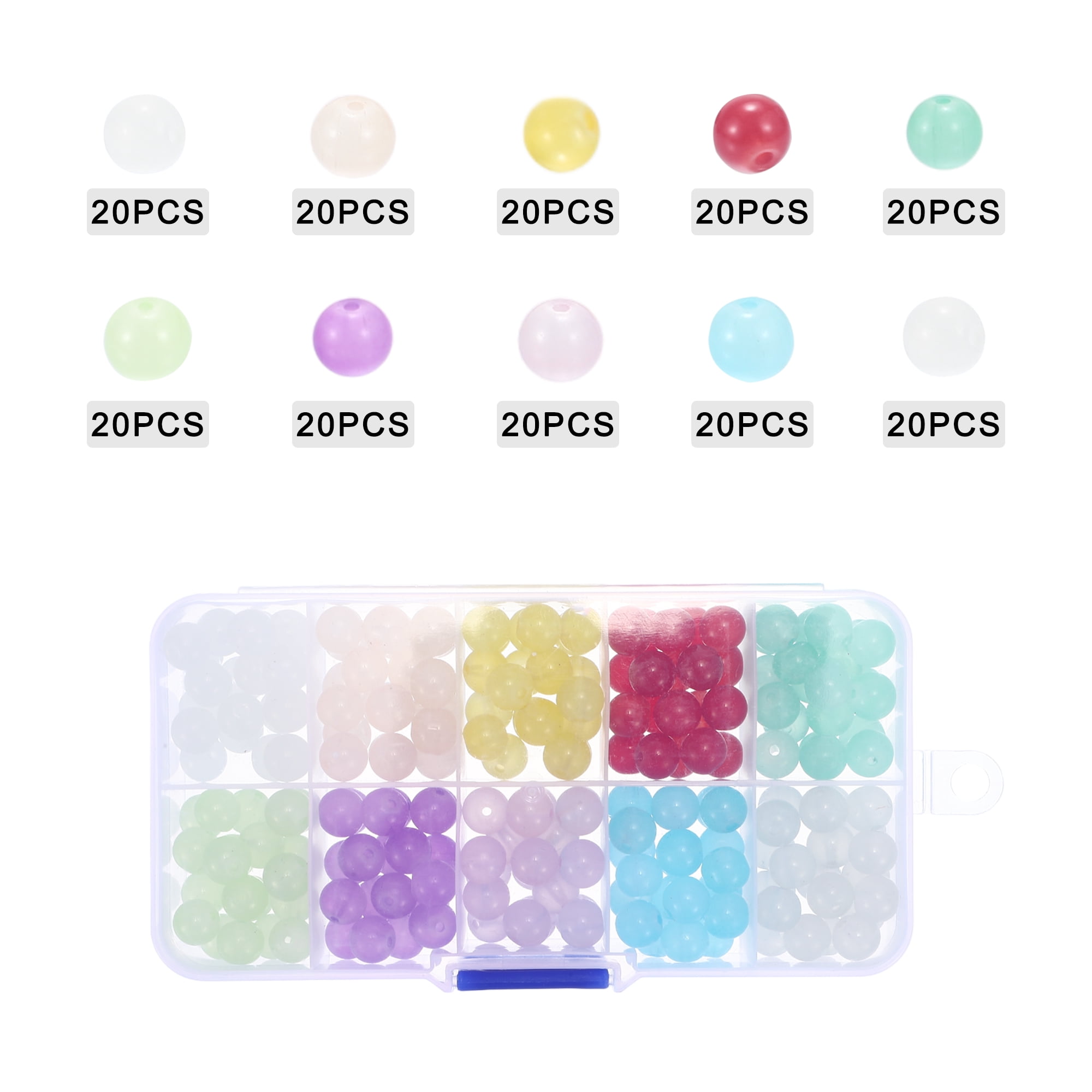 Unique Bargains 8mm Round Glass Beads for Bracelets for Jewelry Making Multicolor 200pcs