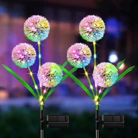 

Cumka Solar Lights Outdoor Garden Decor 2 Pack Upgraded Solar Dandelion Garden Lights Decorative with 36 LED - IP65 Waterproof Colorful Solar Lights Outdoor for Yard Lawn Pathway and Wedding