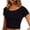 Black, variant on Women's Crop T-Shirts Solid Color Casual Short Sleeve Spring Fashion Tee Tops Coffee Free Size