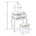 thumbnail image 4 of SamyoHome Vanity Table Set, Makeup Dressing Table with Mirror, Vanity Desk with Cushioned Stool 4 Drawers, White, 4 of 17