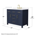thumbnail image 4 of Beckett 42" Dark Blue Single Vanity & White Quartz Top (3-Hole) & Gold Trim, 4 of 5