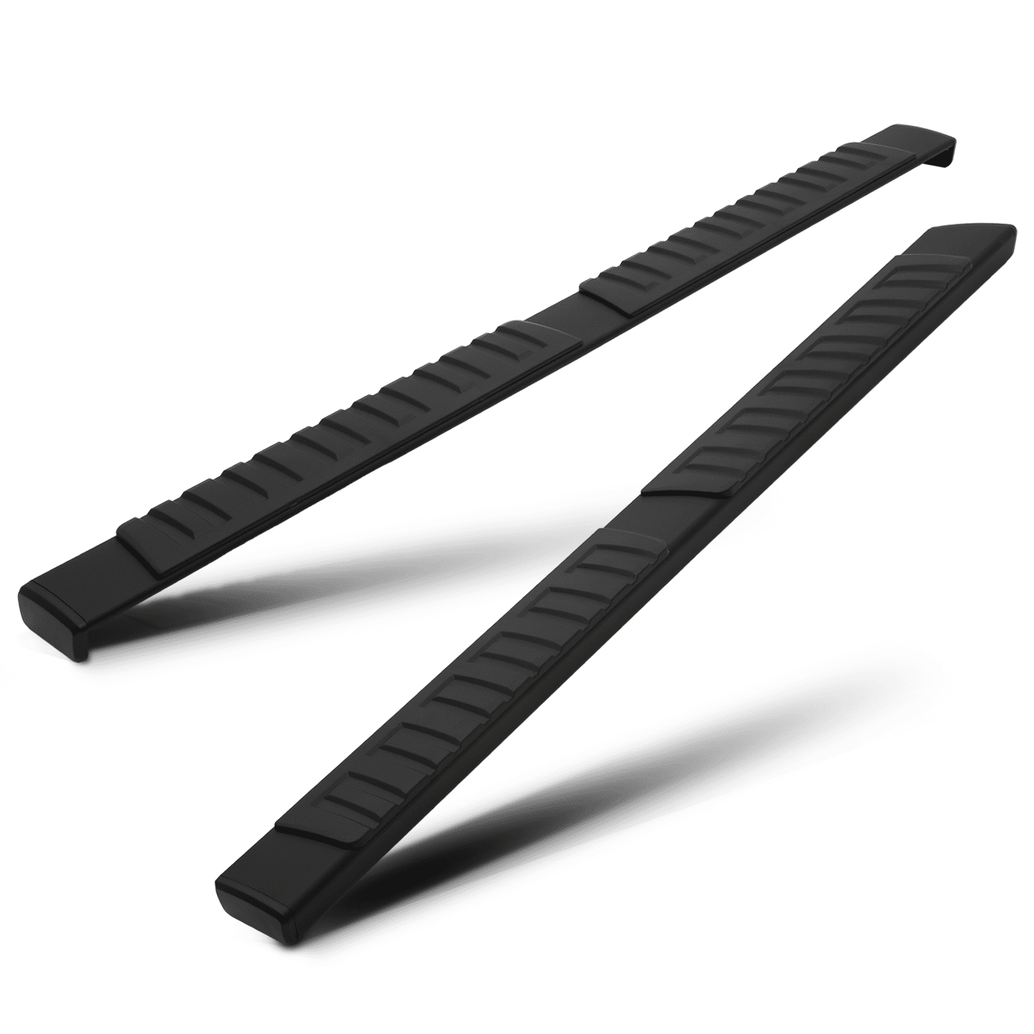 6.75\" Flat Side Step Running Boards For 2019-2024 Ram 1500 Crew Cab - Chrome/Black