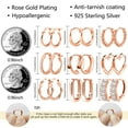 thumbnail image 2 of Lancharmed Rose Gold Plated Stud Earrings,9 Pairs of Zircon Gradient Circle Love U Shape Earring Friend Gifts for Women, 2 of 7