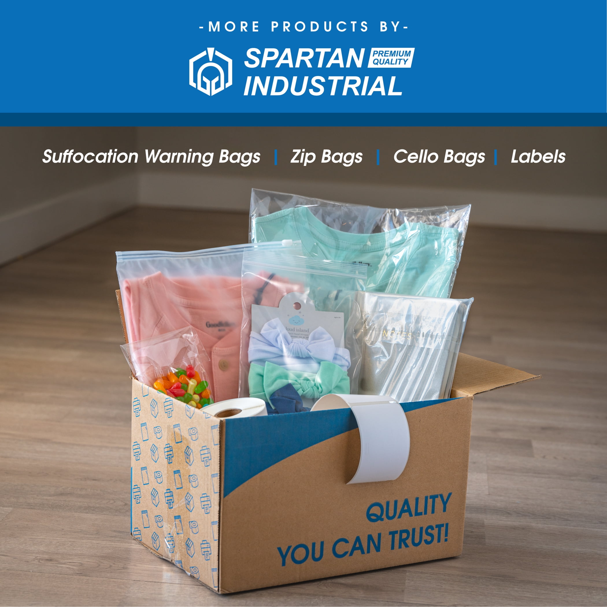  Spartan Industrial - 3 X 5 (1000 Count) Crystal Clear  Resealable Cello Poly Bags for Soap Packaging, Bracelet Bags, Wedding  Favors - Self Seal & Reinforced : Health & Household