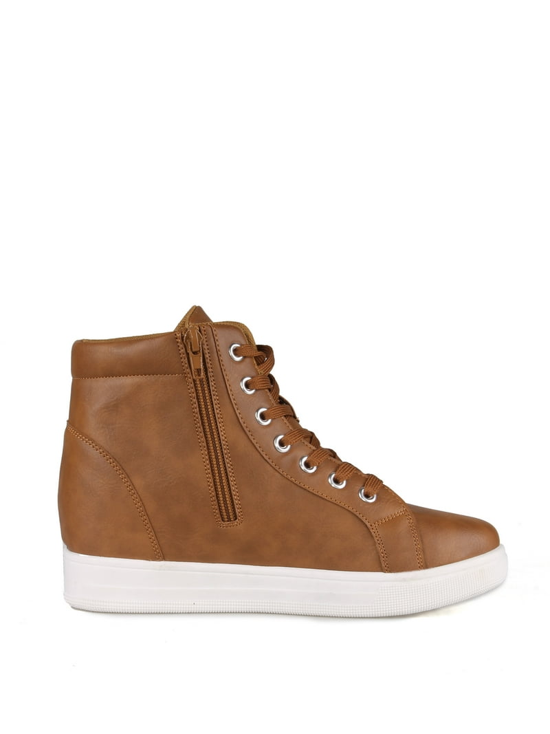 Instant Lace up Wedge Sneakers in Tan
