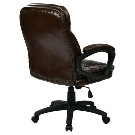 Office Star Products Faux Leather Managers Chair with Padded Arms