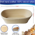 thumbnail image 2 of Banneton Bread Proofing Basket Set, 10" Oval Rattan Sourdough Basket with Dough Scraper, Bread Basket Liner for Bread Bakers, 2 of 6