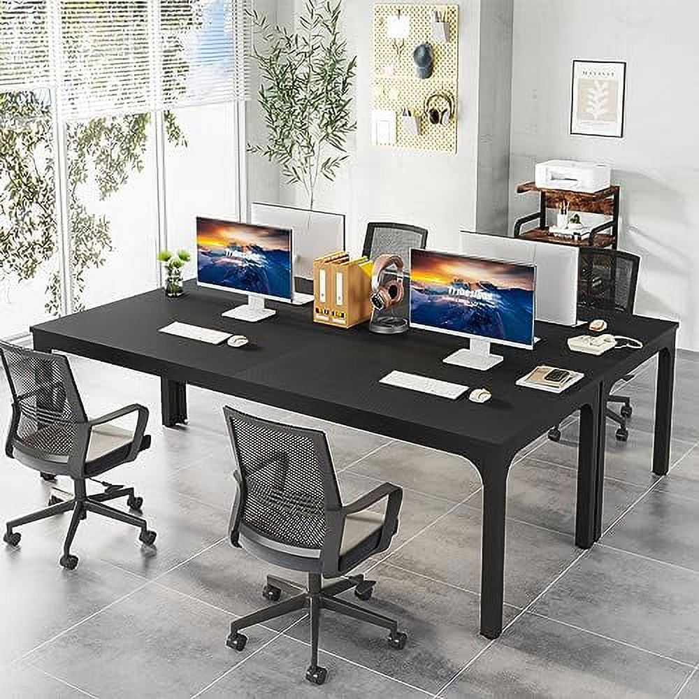 Tribesigns 78.7 inches 2 Person Desk, Extra Long Computer Desk Double Desk Workstation with Adjustable Foot Pads for Home Office Table, Black