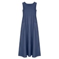 thumbnail image 4 of MaFYtyTPR Women's Sleeveless Denim Maxi Dresses Casual Loose Fit Crew Neck Side Pocket Lightweight Summer Dress Women Beach Dresses A-Blue L, 4 of 6