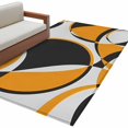 thumbnail image 2 of Orange Black Washable Area Rugs 4'x6', Abstract Grey Black Orange Round Grey Texture Low Pile Throw Living Room Rug Non-Slip Sturdy Edge Binding Carpet for Indoor Entryway Bedside Kitchen, 2 of 9