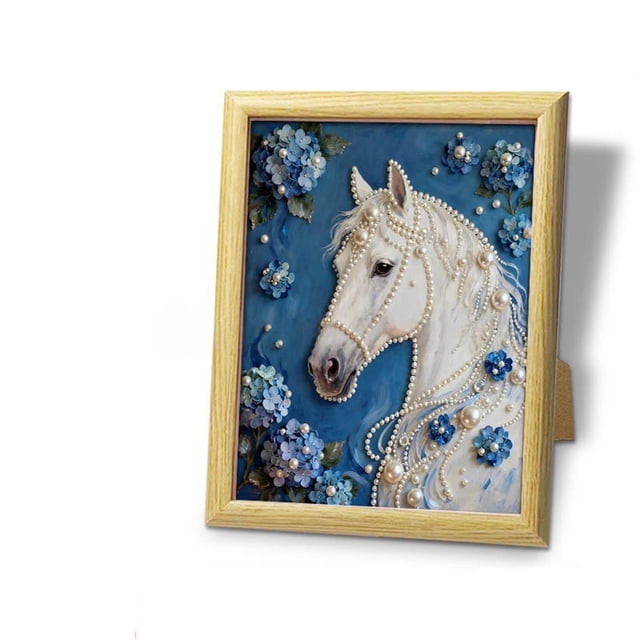 Canvas Painting Kit With Pearl Beads And Adhesive Castle Design 10 in x 12 in Frame Included