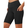 thumbnail image 1 of Pantalones cortos de yoga Luxtrada para mujer, de secado rápido, con bolsillo (negro, L), 1 of 8