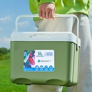 Portable Cooler Box 5L Insulated Hard Ice Chest | Leak Proof, Keeps Cold or Warm Up to 4 Hours | White/Blue/Green Plastic | Compact for Camping, Beach, Tailgating, Fishing