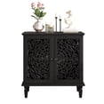thumbnail image 3 of Vintage Accent Cabinet with Floral Carved Doors, 2 Door Sideboard Storage Cabinet with Adjustable Shelf, Black, 3 of 7