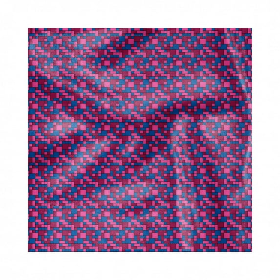 Abstract Decorative Napkins Set of 4, Illustration of Funky Geometric Grid Groovy Rhythmic Cube Motifs, Silky Satin Fabric for Brunch Dinner Party, 12", Cobalt Blue Raspberry, by Ambesonne