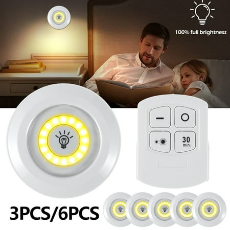 

kitwin 3/6PCS Touch Lamp Night Lights Battery Powered COB Night Lamp Adhesive Tap Light Wireless Closet Light Remote Control Under Cabinet Lights Portable Nightlights for Kids Room