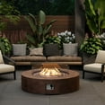 thumbnail image 4 of VENTOPYR Outdoor Propane Bronze Round Lightweight Concrete Fire Pit Coffee Table Patio Heater, Wind Guard, 4 of 7