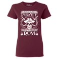 thumbnail image 1 of Shop4Ever Women's Instant Pirate Just Add Rum Graphic T-Shirt Small Maroon, 1 of 5