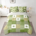 thumbnail image 2 of jejeloiu Modern Geometric Plaid 7-Piece Bedding Comforter Set,Retro Rhombus Pattern King Bedding Sets,Green Polka Dots Bed Sheets For Girls Boys,Super Cozy Room Decor Reversible, 2 of 8